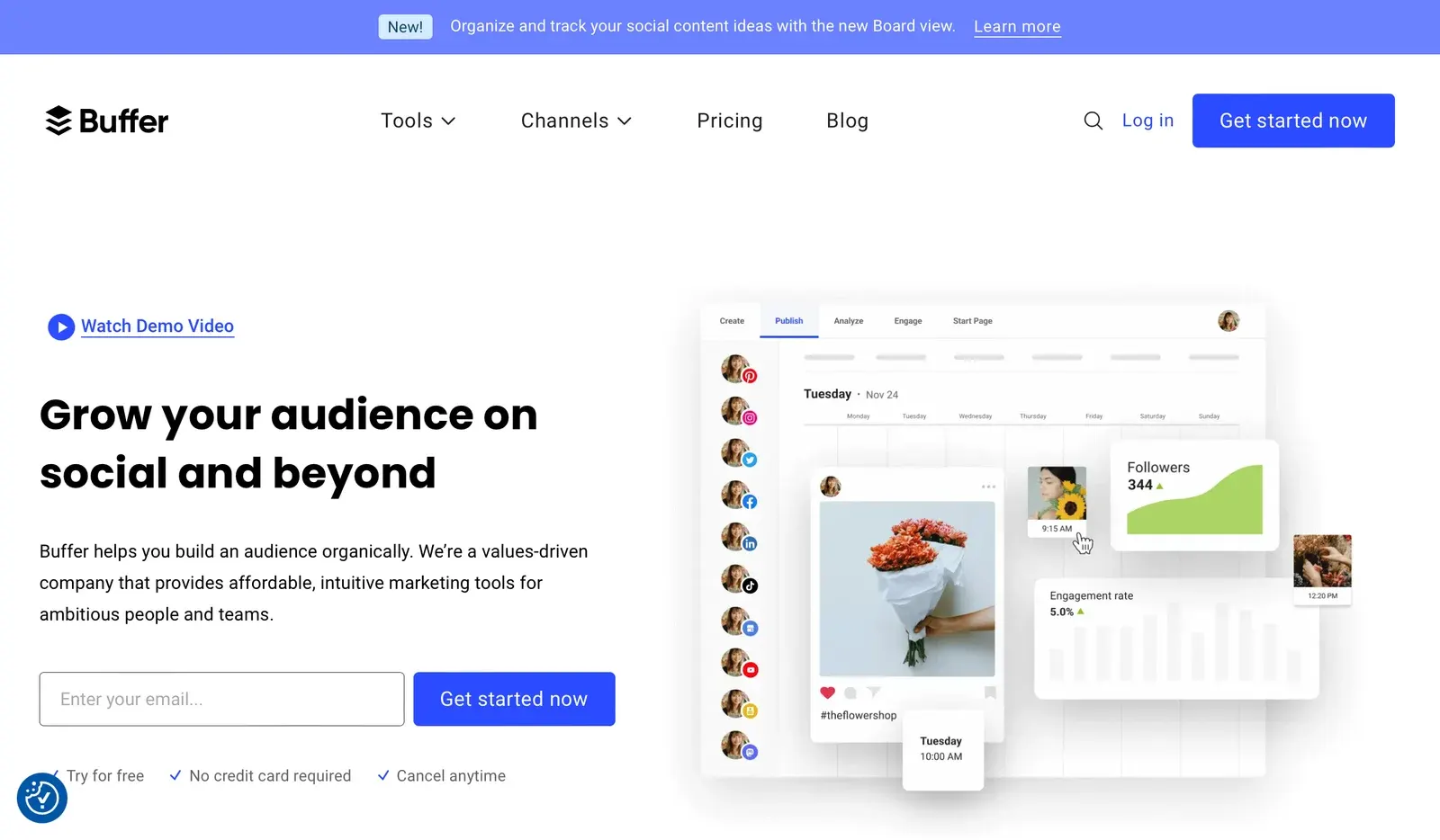 Interface de agendamento de posts do Buffer