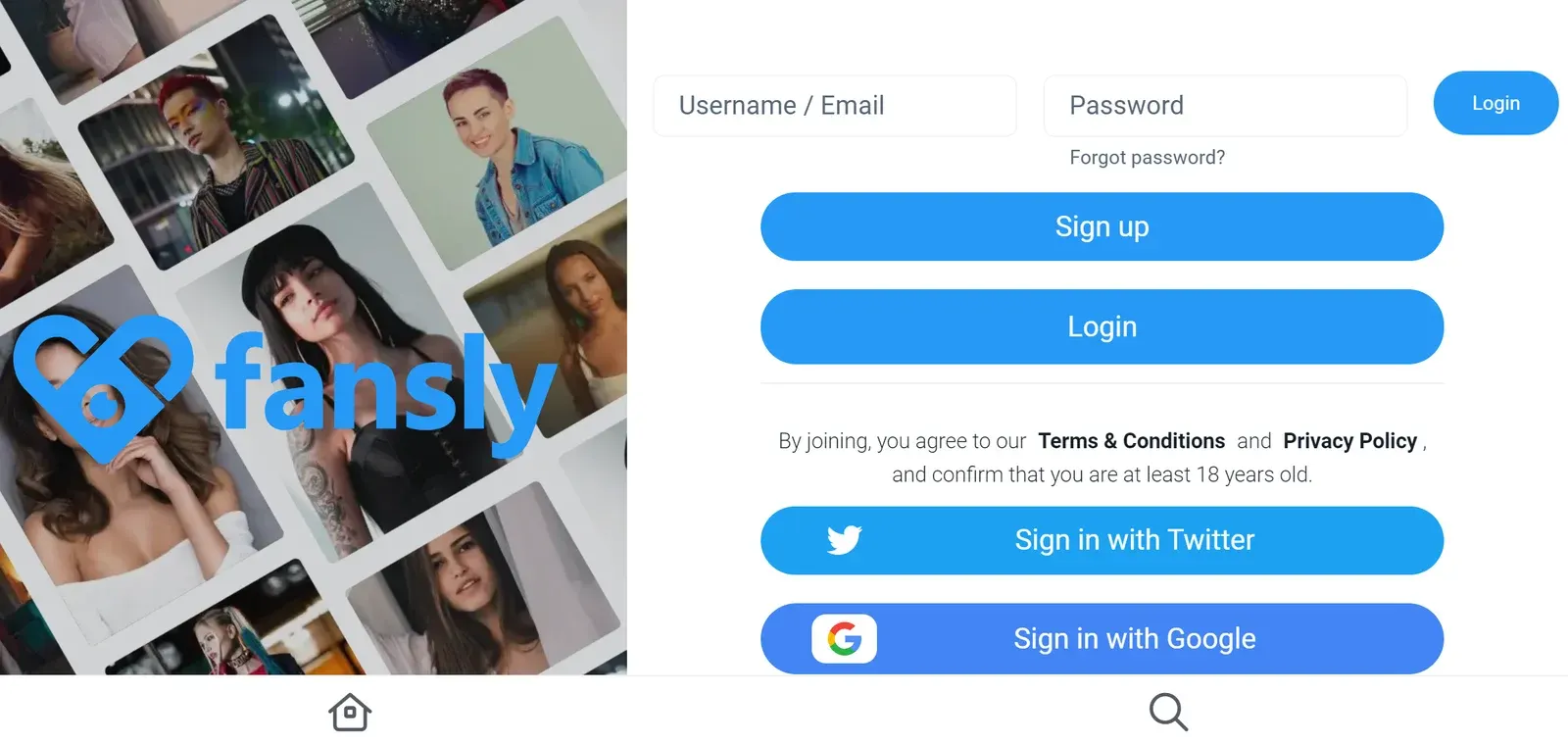 Formulario de solicitud y verificación de creador en Fansly