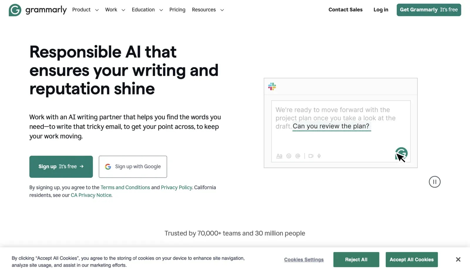 Assistente de escrita Grammarly