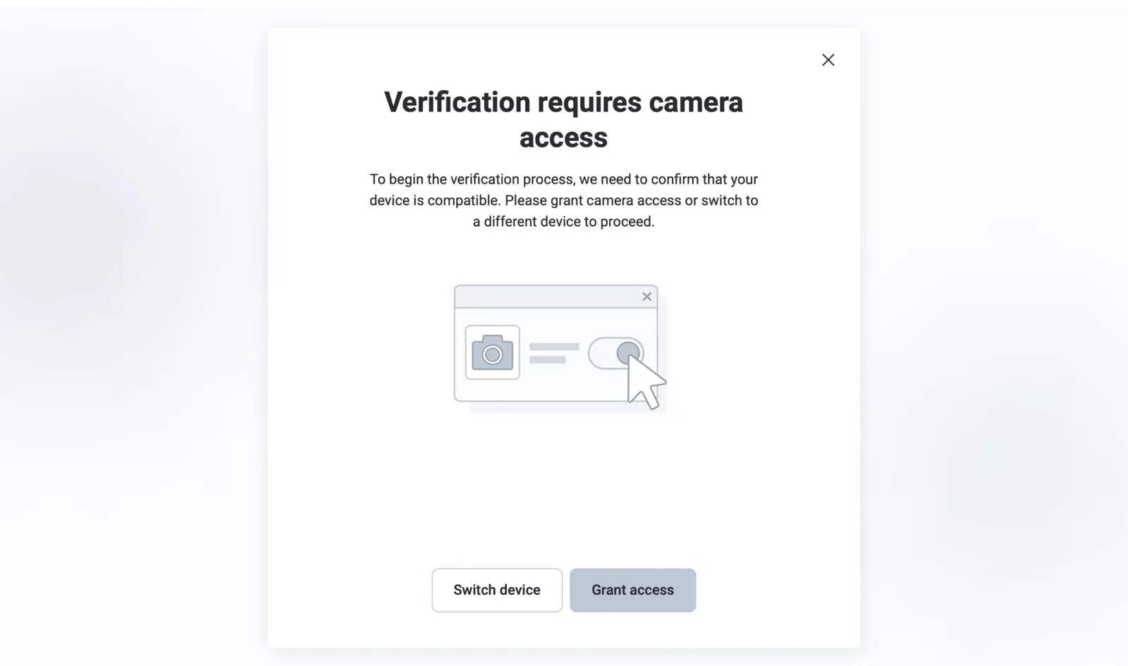 Solicitação de acesso à câmera durante a verificação do perfil