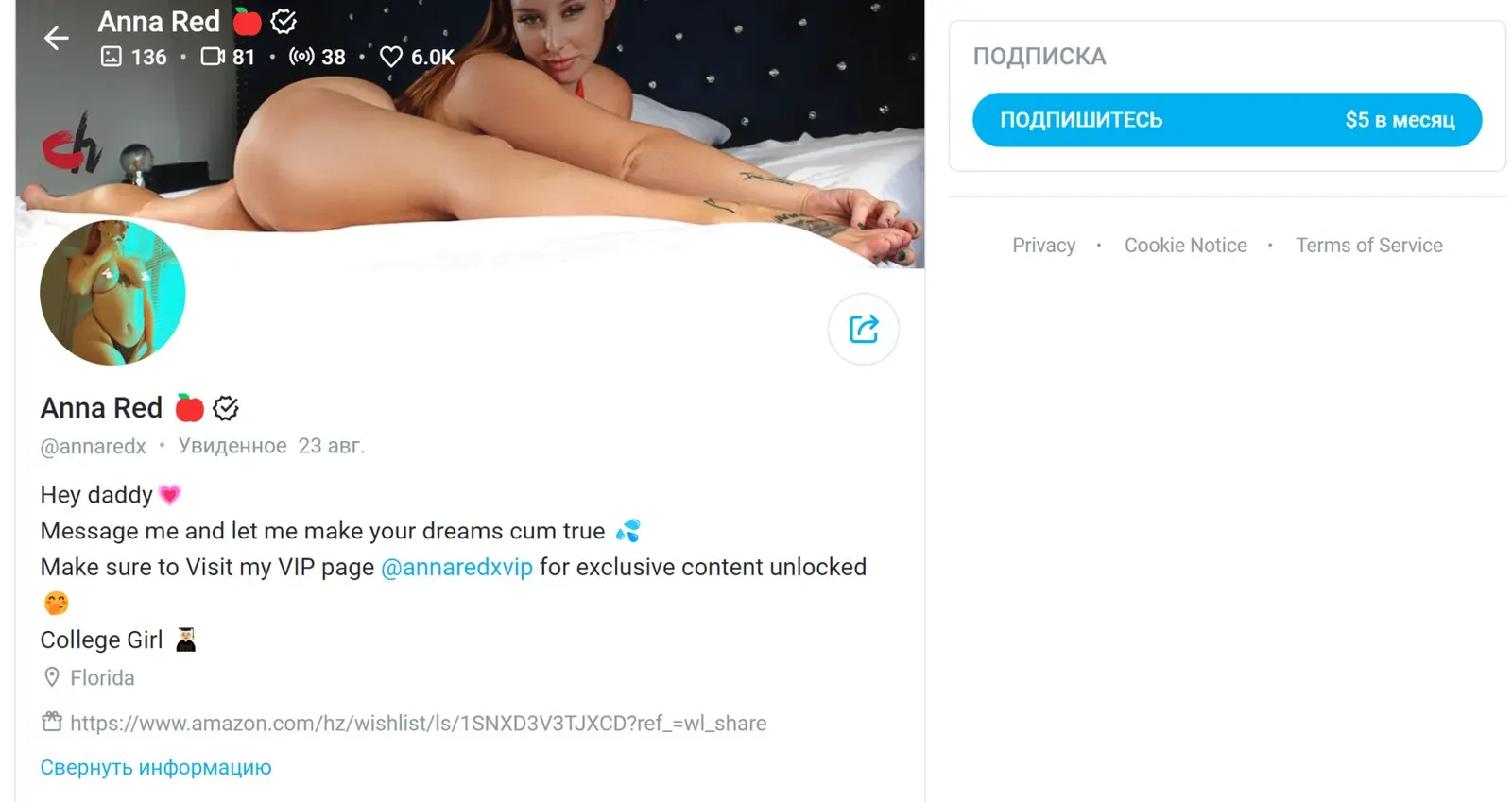 Perfil de Anna Red no OnlyFans