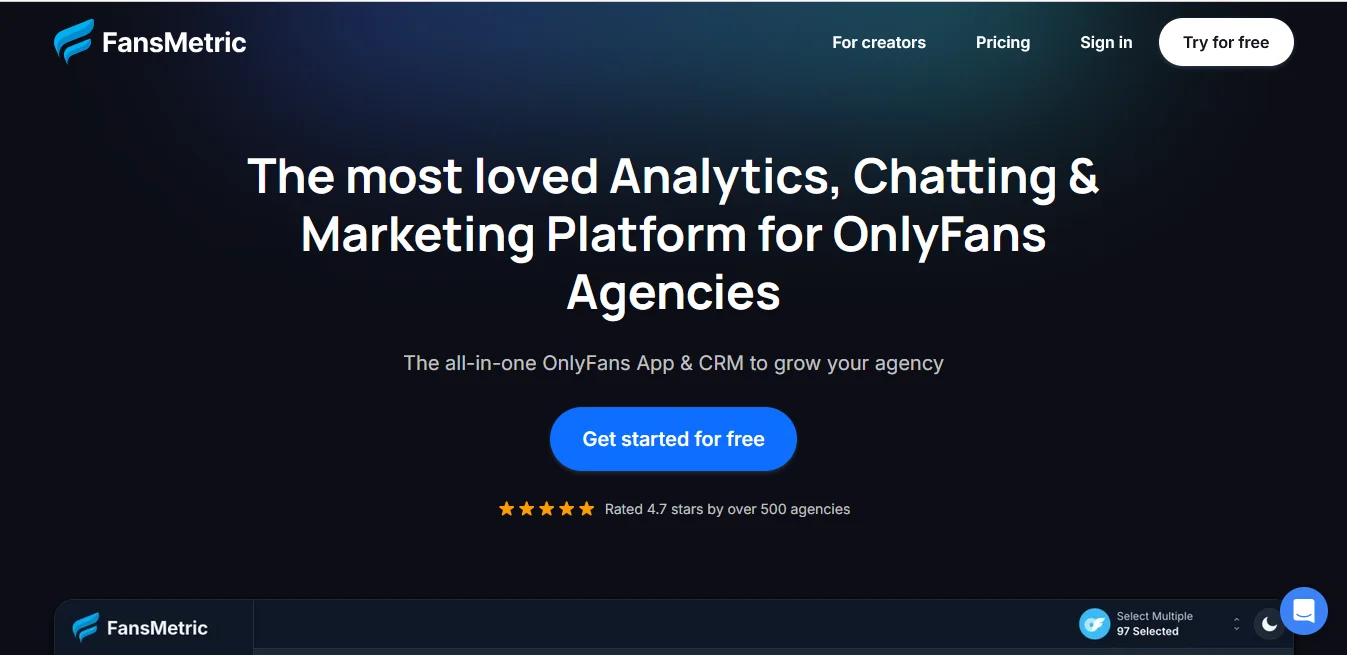 Illustration 1 for the material “Review of FansMetric, CRM for OnlyFans Agencies”