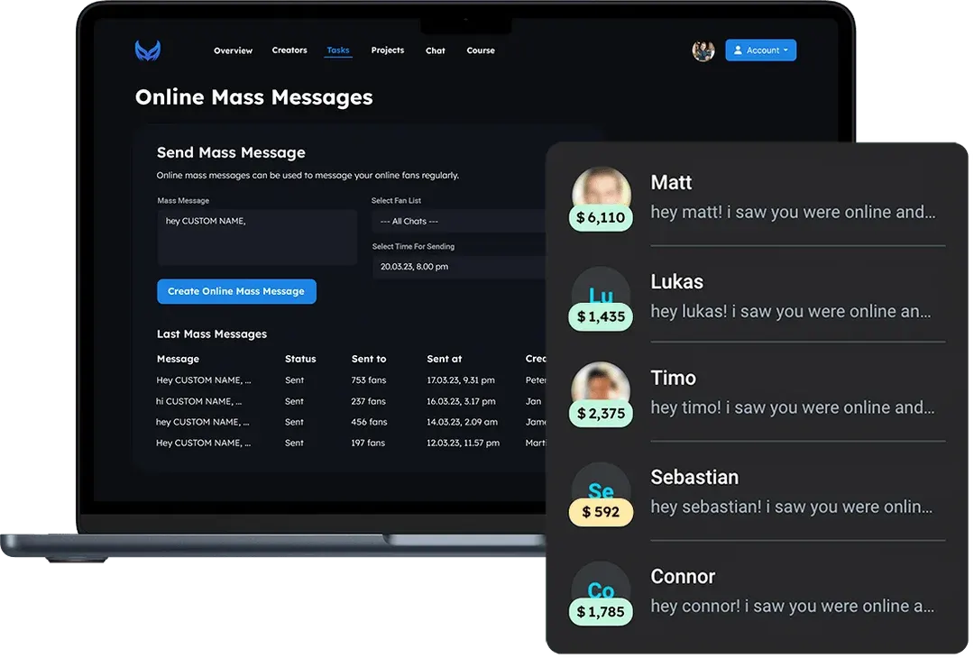 Mensajes masivos personalizados en CreatorHero