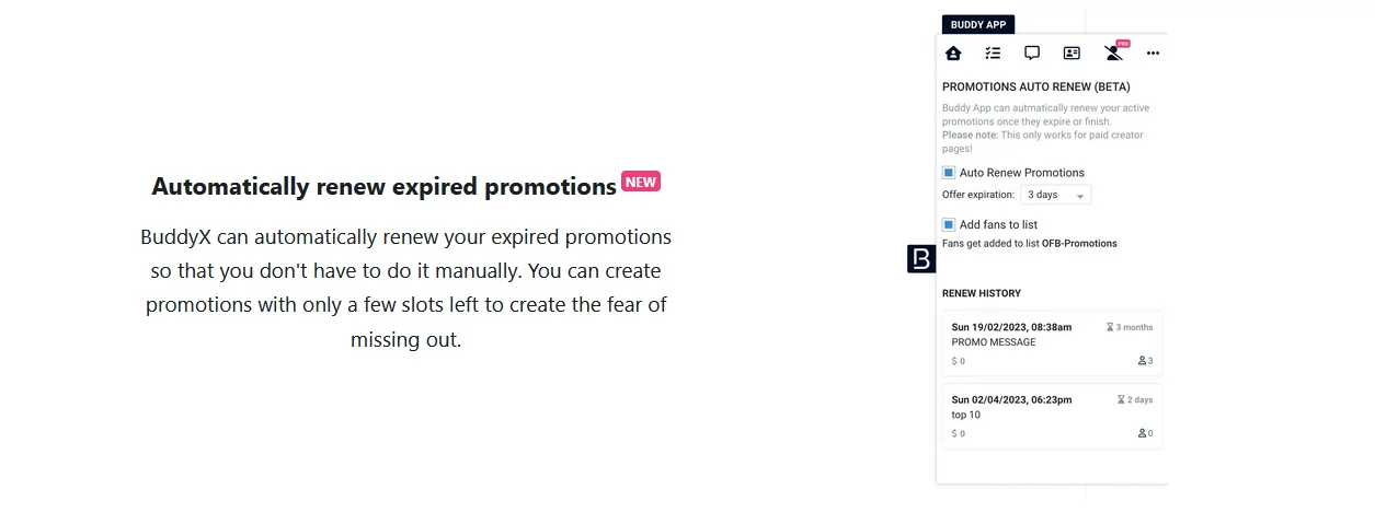 Illustration 7 for the material “Review and feedback on BuddyX, CRM for OnlyFans via Chrome Extension”