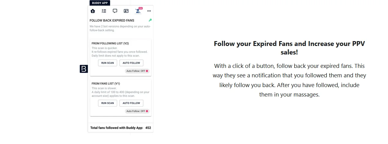 Illustration 5 for the material “Review and feedback on BuddyX, CRM for OnlyFans via Chrome Extension”